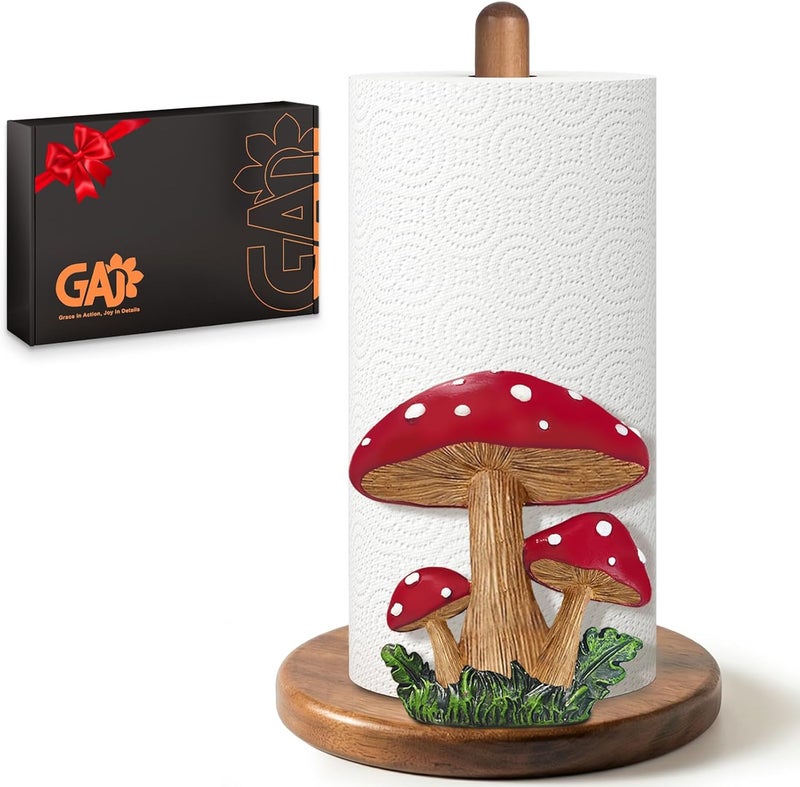 GAJ Mushroom Paper Towel Holder - Mushroom Decor for Kitchen Cottage Core Bathroom Home - Gifts for Women Mom Grandma - 3D Cute Stuff Decorative Accessories - Image 1